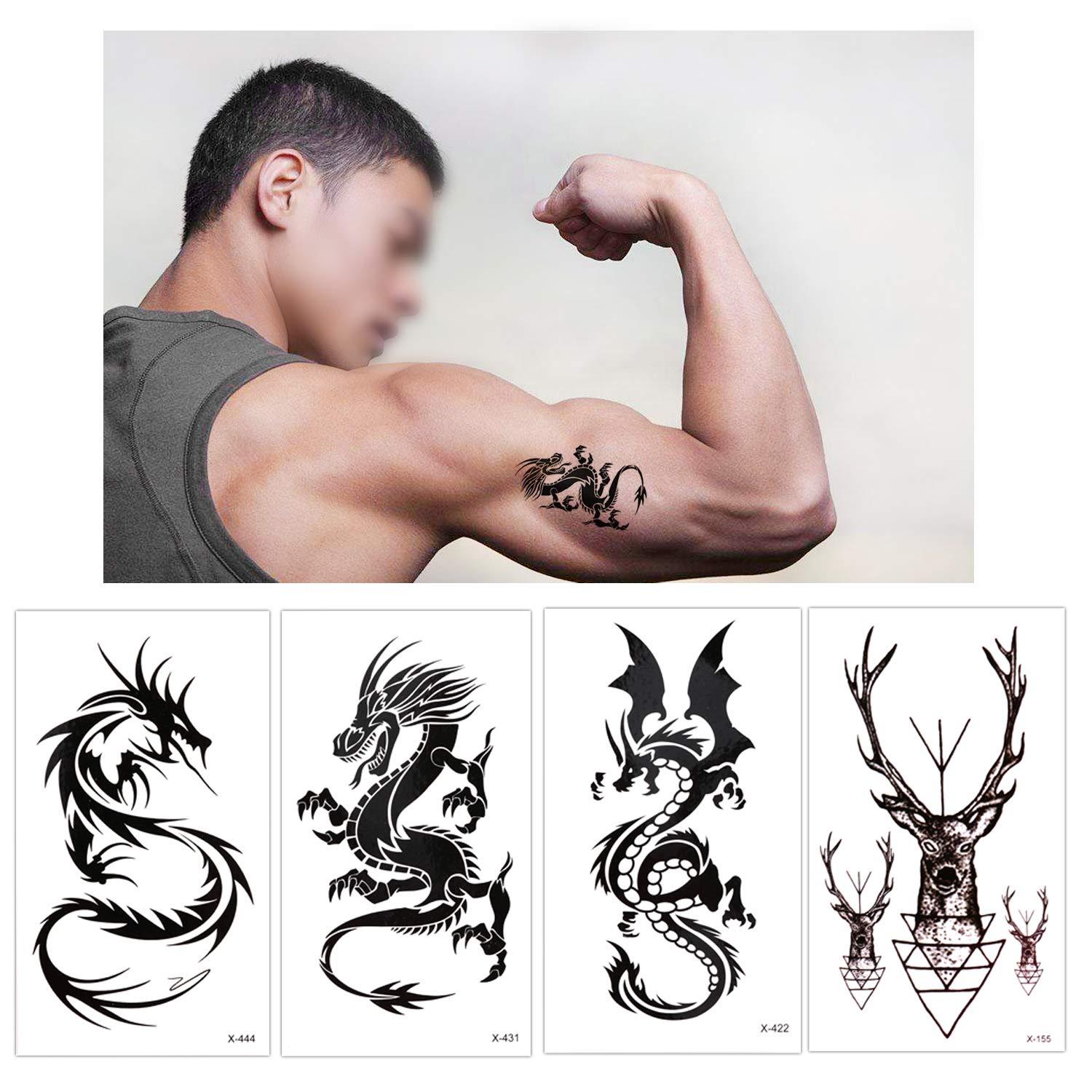 Konsait Schwarze Temporäre Tattoos 18 Blätter Aufkleber Body Art Fake Arm