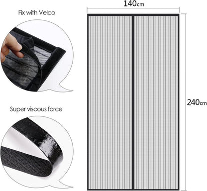 Fliegengitter Tür Magnet 140x240cm Insektenschutz Schwarz gestreift