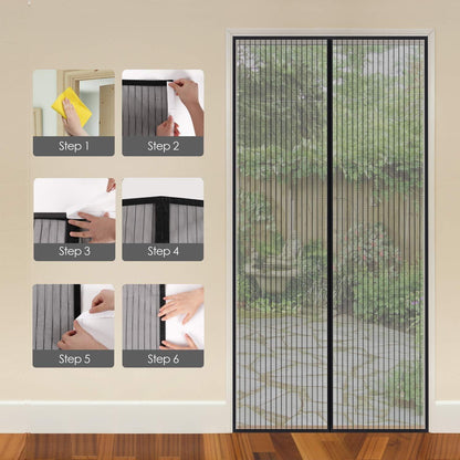 Fliegengitter Tür Magnet 140x240cm Insektenschutz Balkontür Fliegenvorhang Schwarz