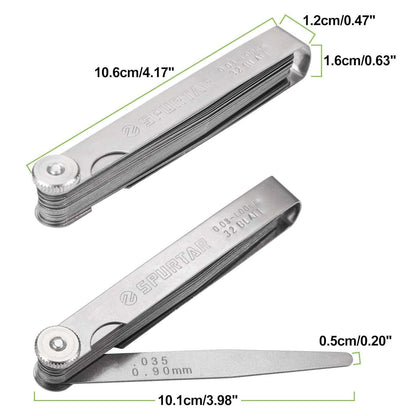 Fühlerlehre 32 Klingen 0,03-1,00mm Edelstahl Metrisch/Imperial
