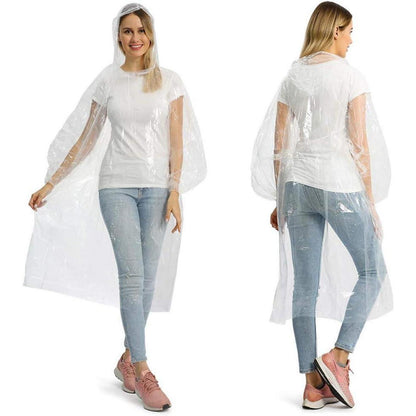 5er Packung Transparenter Regenponcho mit Kapuze für Damen