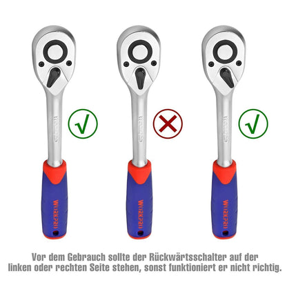 WORKPRO Steckschlüsselsatz 108-teilig Knarrenkasten Ratschenkasten Auto