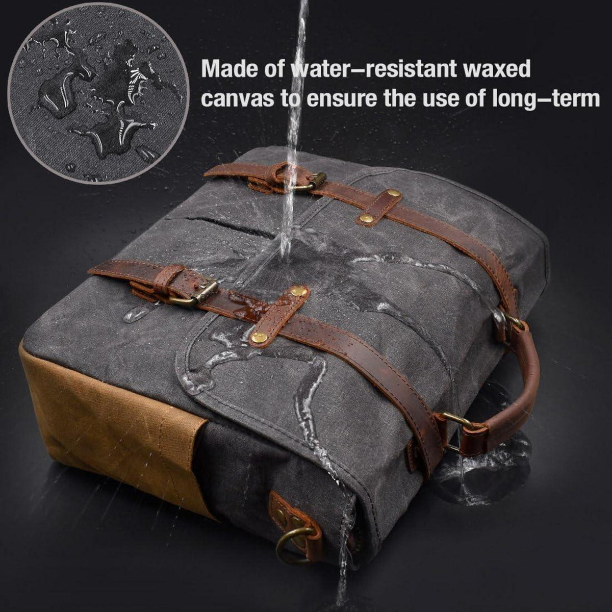 Herrentasche Canvas Wasserdicht 15.6 Laptop Vintage Grau