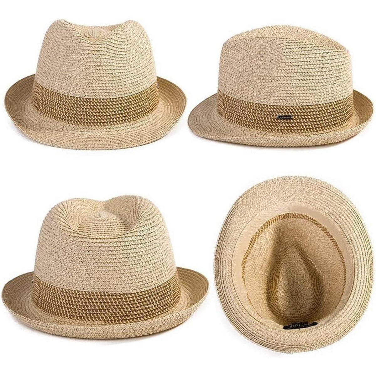 Herren Strohhut Trilby Panama Faltbar Sonnenschutz Fedora