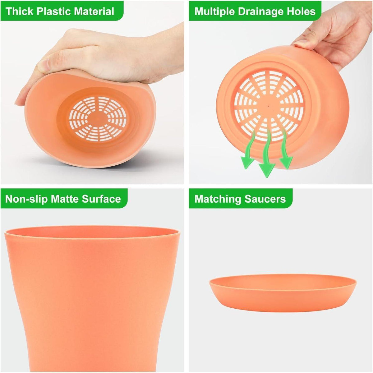 8 Pflanztöpfe 14cm mit Untersetzer – Ideal für Kakteen & Sukkulenten