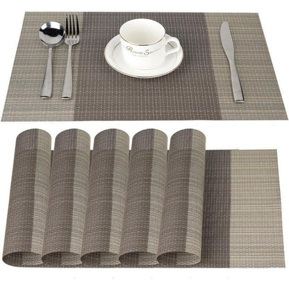 6er Set Platzsets 30x45cm PVC Gestreift Kaffee Hitzebeständig Abwaschbar