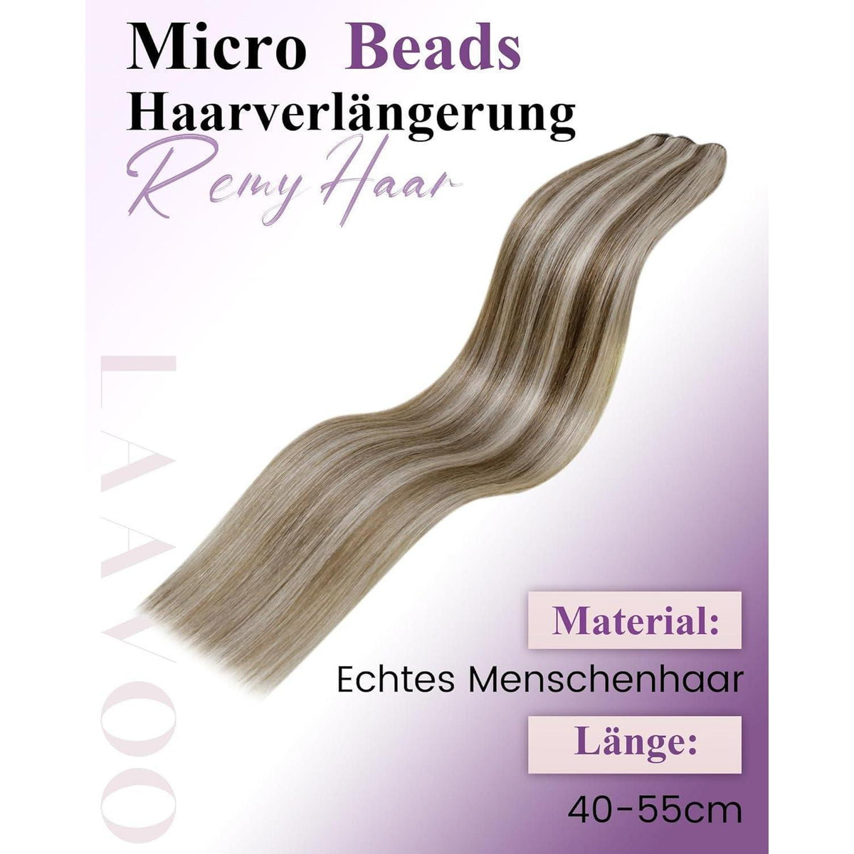 Echthaar Tressen Blond Highlights Microbead 45cm