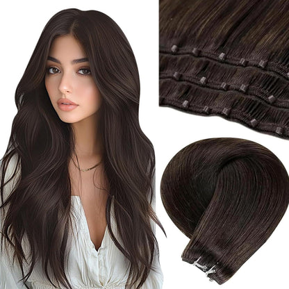 Echthaar Tressen mit Micro Rings – 12 Zoll, #2, 50g