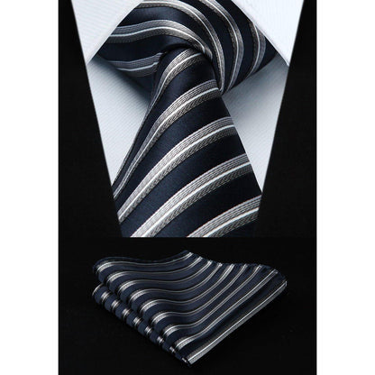 Herren Krawatten Set 5 Stück mit Einstecktuch Seide Elegant