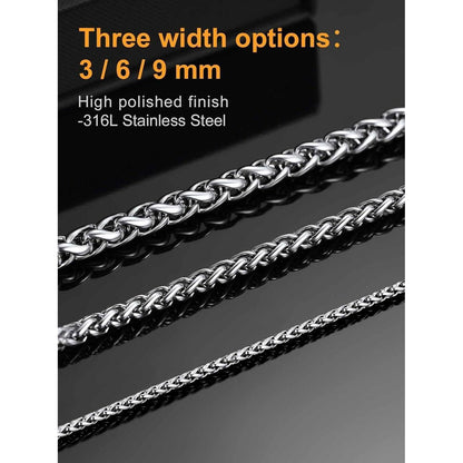 U7 klassische Weizenkette Edelstahl vergoldet 3mm breit 55cm