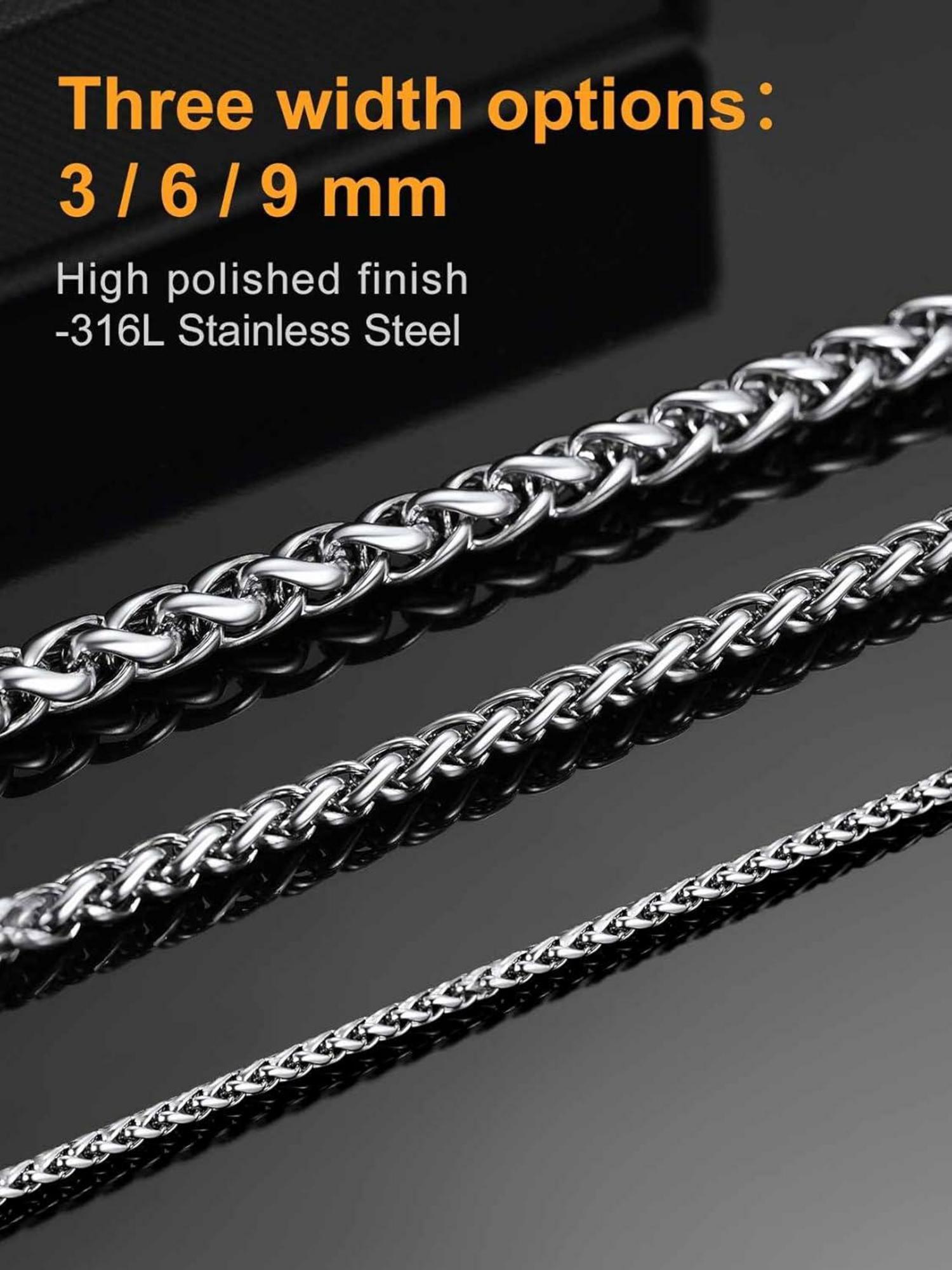 Klassische Weizenkette Edelstahl vergoldet 3mm breit Hip-Hop Kette