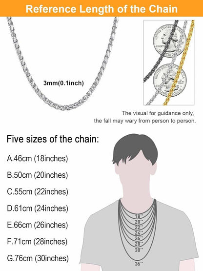 U7 klassische Weizenkette Edelstahl vergoldet 3mm 55cm Männer Frauen Hip-Hop