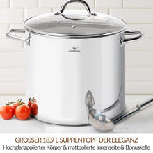 Großer Edelstahl-Suppentopf 18,9L mit Deckel – Induktionsgeeignet