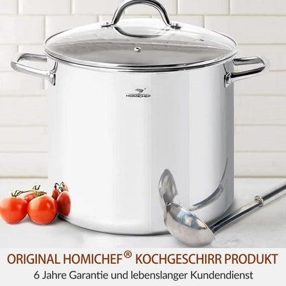 Großer Edelstahl-Suppentopf 18,9L mit Deckel – Induktionsgeeignet