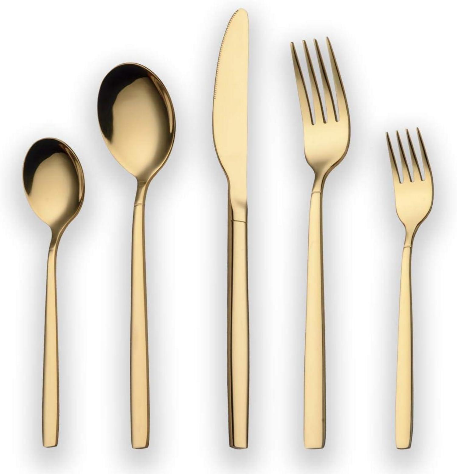 30-teiliges Vergoldetes Besteckset für 6 Personen Gold Glanz