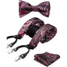 Hosenträger Fliege Einstecktuch Set Paisley Florale Hochzeit