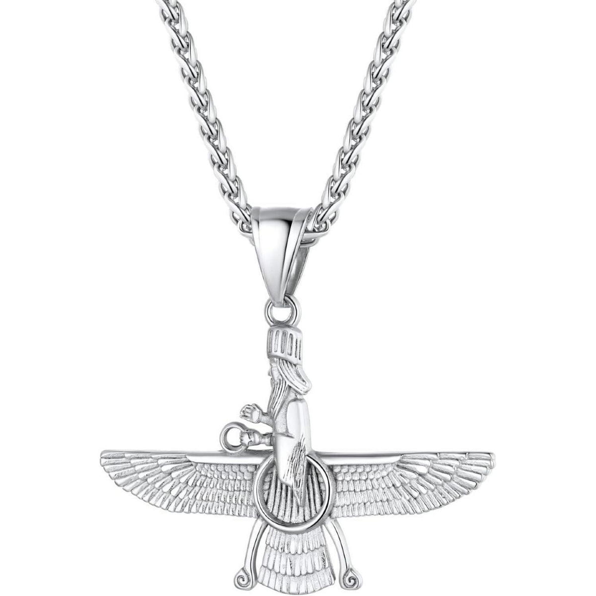 Edelstahl Halskette mit Faravahar Anhänger für Damen und Herren