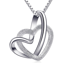 Herz Kette 925 Silber Anhänger Halskette 45CM Zirkonia Damen