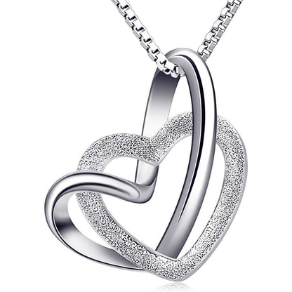 Herz Kette 925 Silber Anhänger Halskette 45CM Zirkonia Damen