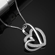 Herz Kette 925 Silber Anhänger Halskette 45CM Zirkonia Damen