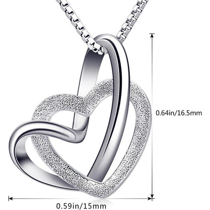 Herz Kette 925 Silber Anhänger Halskette 45CM Zirkonia Damen