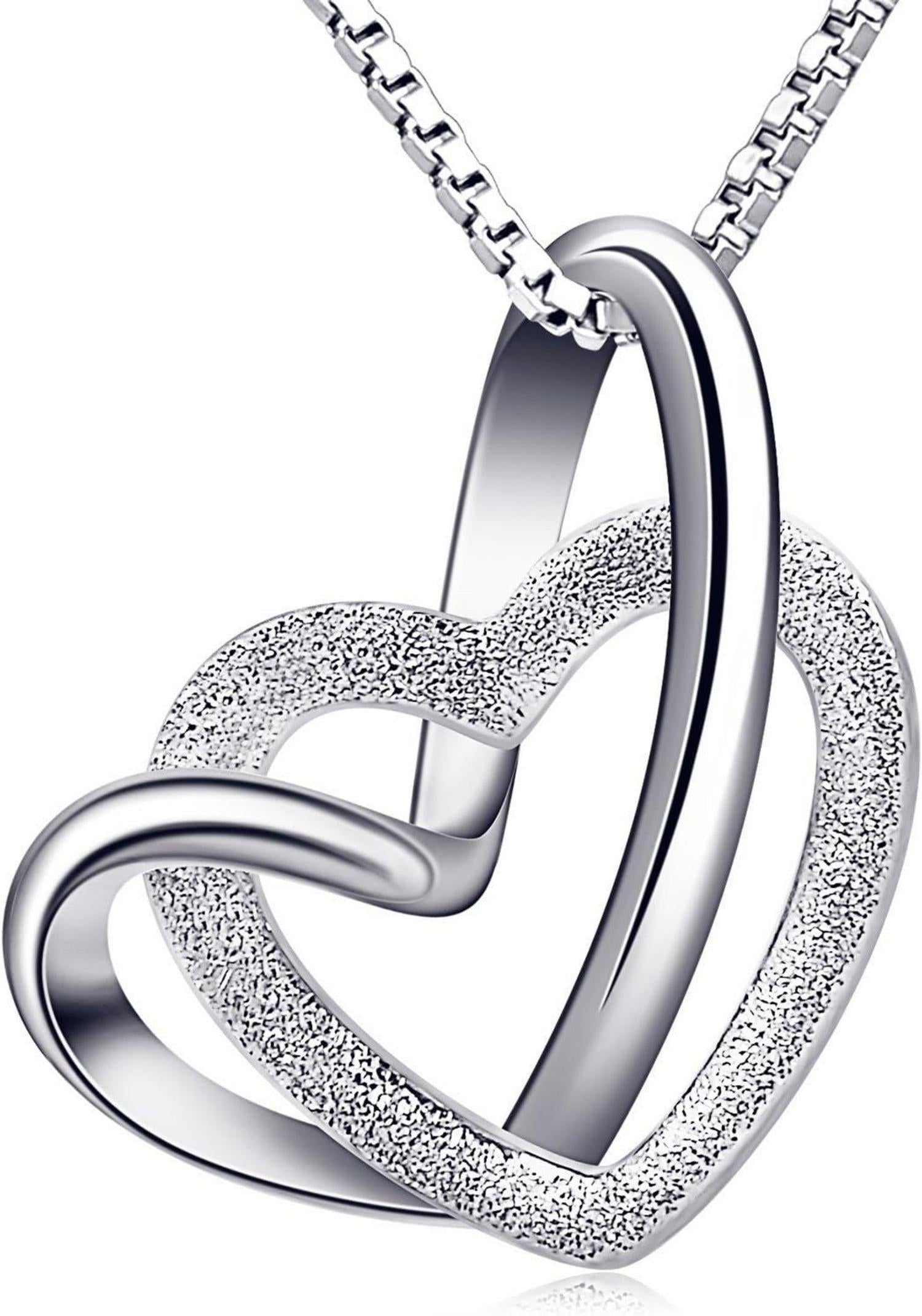 Herz Kette 925 Silber Anhänger Halskette Zirkonia 4.4g