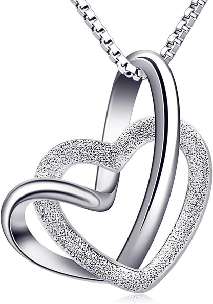 Herz Kette 925 Silber Anhänger Halskette Zirkonia 4.4g