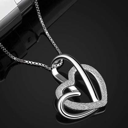 Herz Kette 925 Silber Anhänger Halskette 45CM Zirkonia Damen