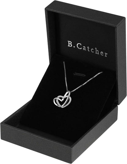 Damen Herz Kette 925 Silber Anhänger Halskette Zirkonia 45cm