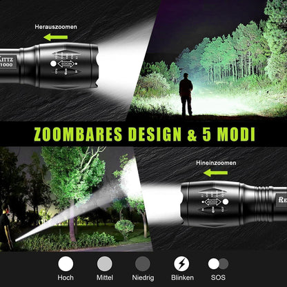 2er Pack REHKITTZ LED Taschenlampe 2000 Lumen Outdoor