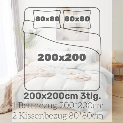 Bettwäsche Microfaser 1 Bettbezug 200x200cm + 2 Kissenbezug 80x80cm