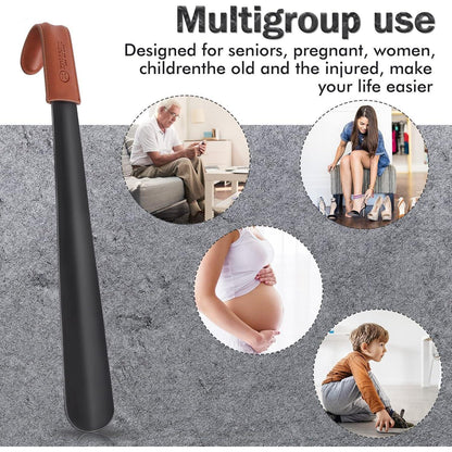 Schuhlöffel Metall Lang 42cm Edelstahl Shoe Horn Schwarz