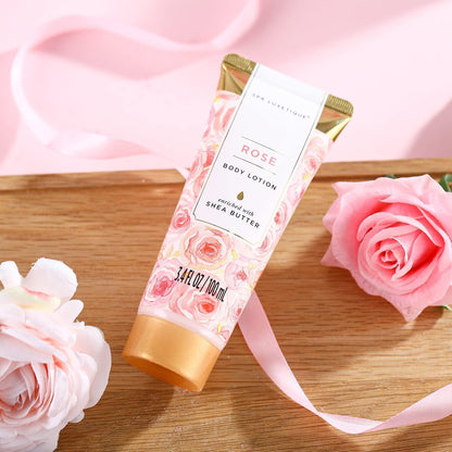8-teiliges Bad Geschenkset Rosen Duft mit Deko Badewanne