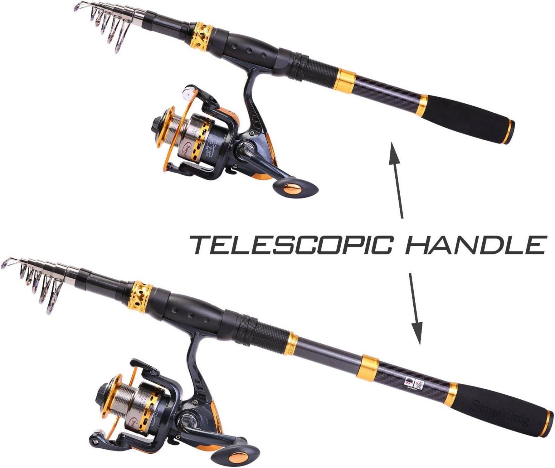 Teleskop-Angelrute Spinnrolle Combo Kohlefaser Reise Süßwasser 2.7M