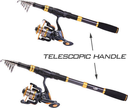 Teleskop-Angelrute Spinnrolle Combo Kohlefaser Reise Süßwasser 2.7M