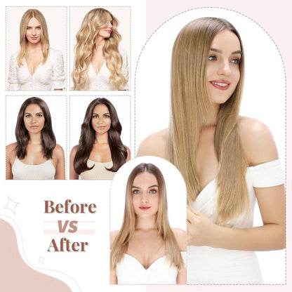 Weinrote Clip-in Haarverlängerung – 66cm, 140g, 8 Tressen