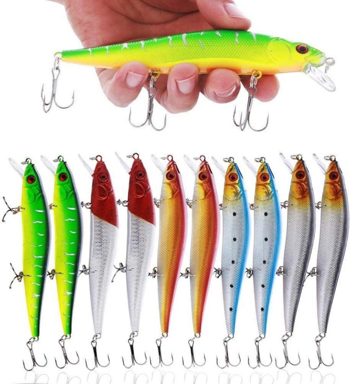Angeln Lockt Set Köder Minnow Crankbait Treble Haken Swimbait Deep
