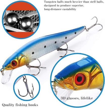 sougayilang Angeln lockt Minnow Crankbait Set - 10 Stück Barsch Forelle Köder