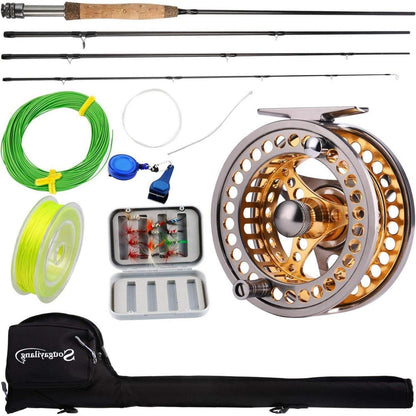 Sougayilang Lightweight Fly Fishing Combo Starter Kit Golden