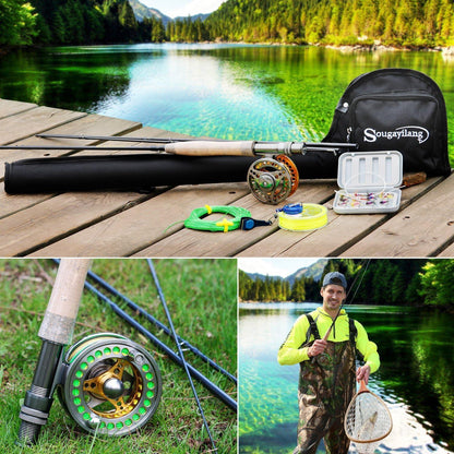 Sougayilang Lightweight Fly Fishing Combo Starter Kit Golden