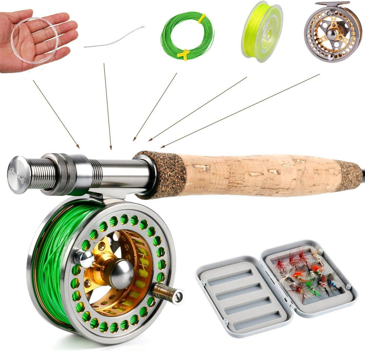 Sougayilang Lightweight Fly Fishing Combo Starter Kit Golden