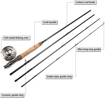 Sougayilang Fly Fishing Rod Reel Combo Lightweight Portable Starter Set