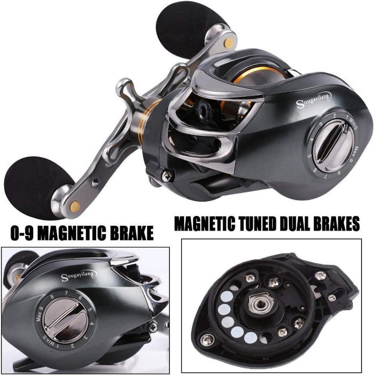 Baitcast-Rolle 12 Edelstahl-Kugellager 8,2 kg Super Drag magnetisch