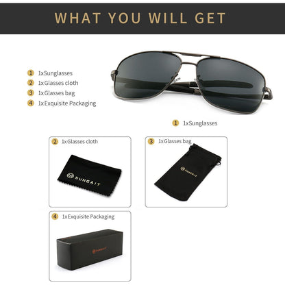 Polarisierte Herren Sonnenbrille Metallrahmen 100% UV-Schutz