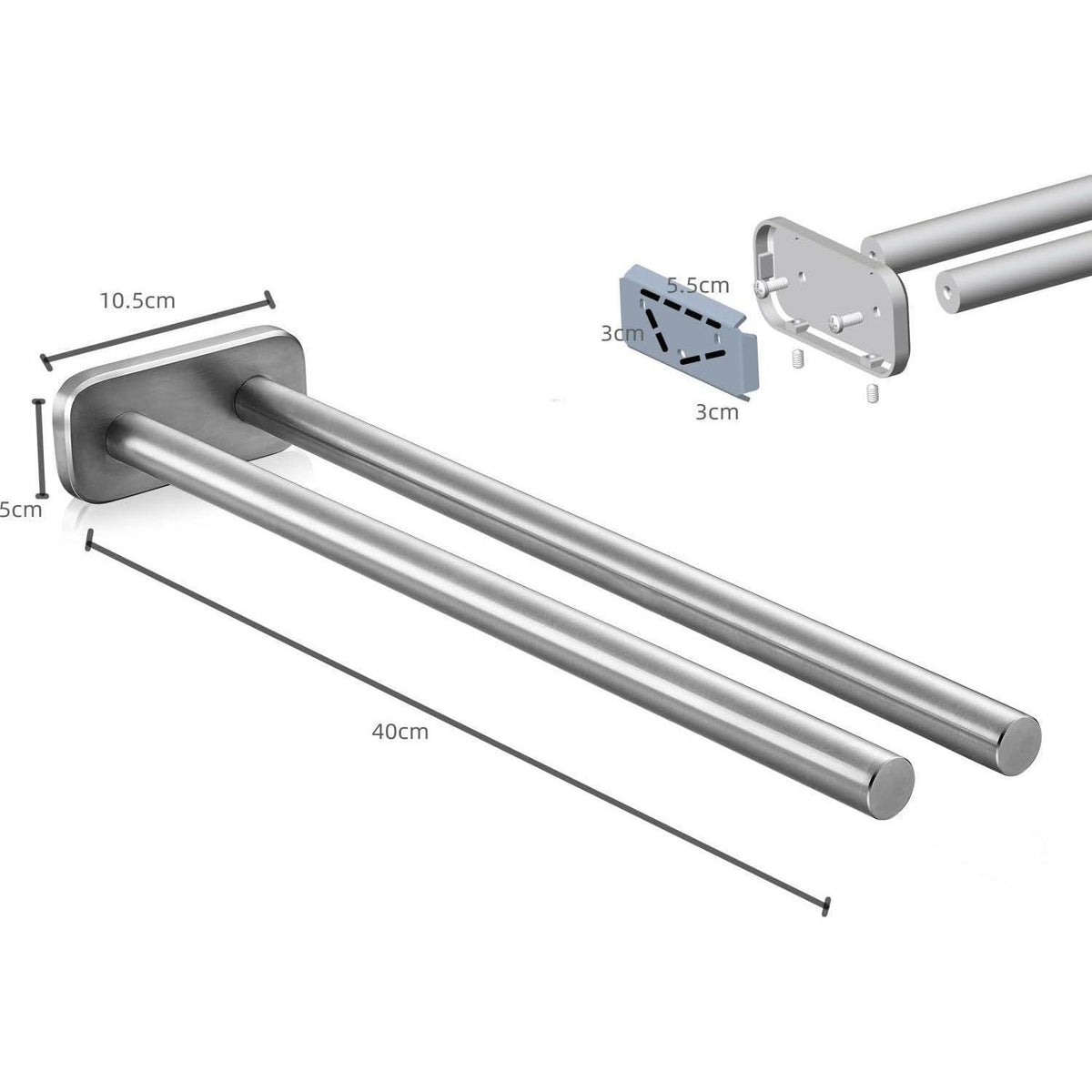 Edelstahl Handtuchhalter gebürstet 40cm Silber
