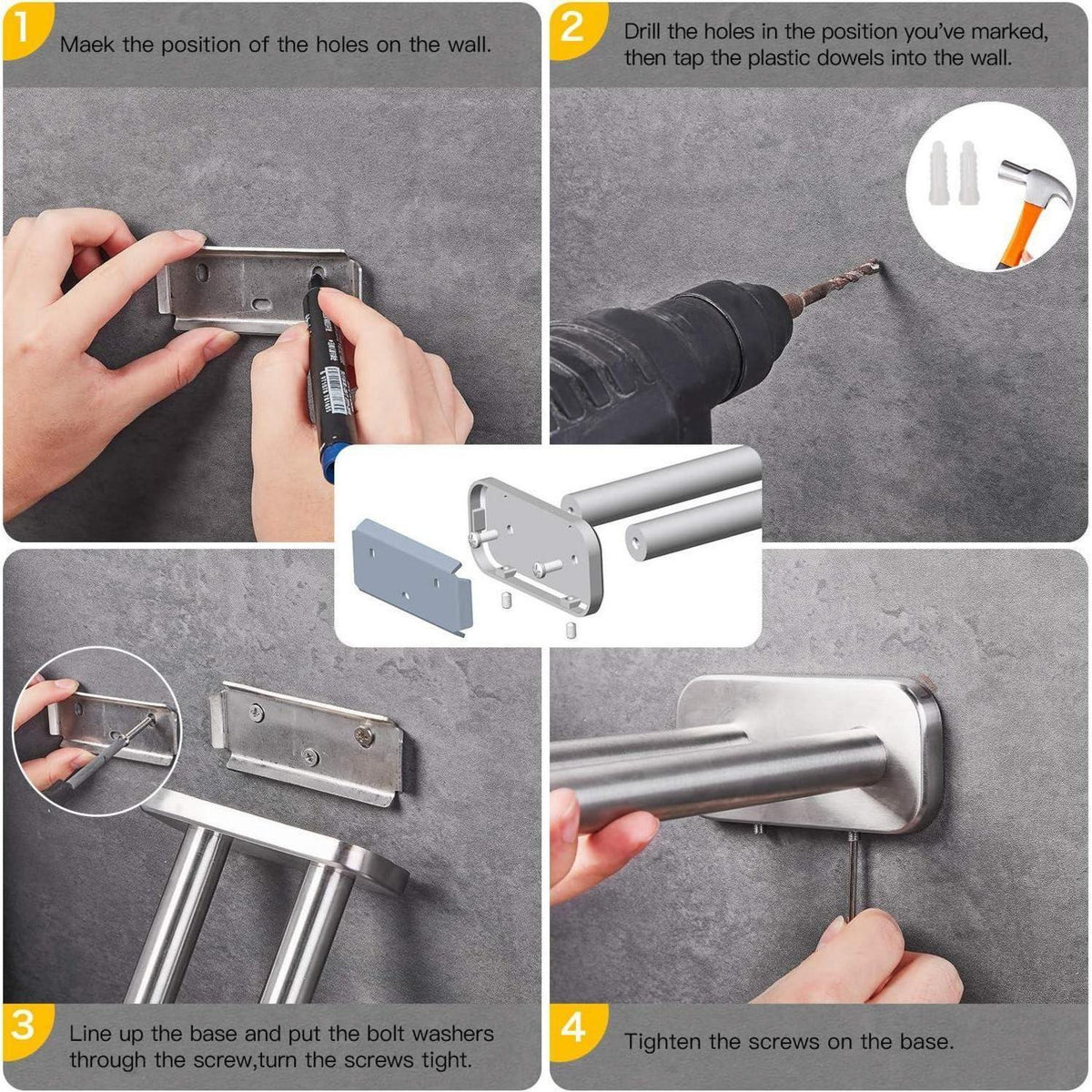 Edelstahl Handtuchhalter gebürstet 40cm Silber