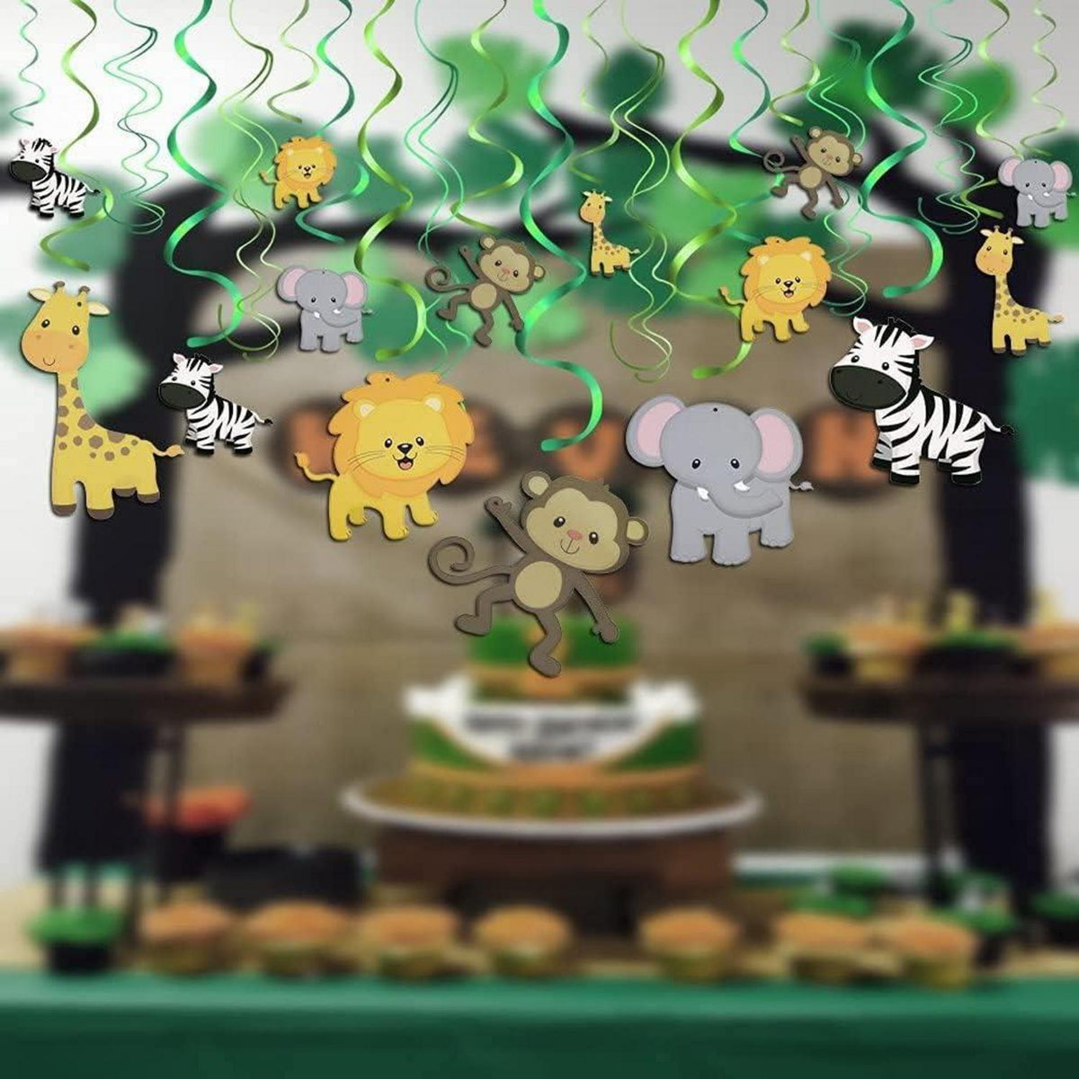 Safari Tiere Party Deko 30 Stück Spiral Girlanden Kindergeburtstag Girlanden