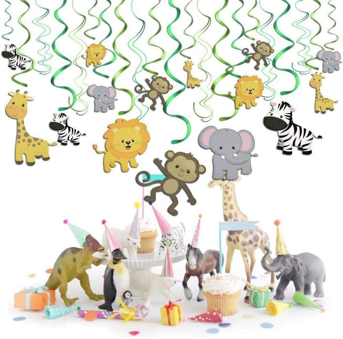 Safari Tiere Party Deko 30 Stück Spiral Girlanden Kindergeburtstag Girlanden