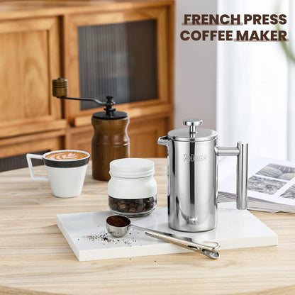 Französische Kaffeepresse Kaffeebereiter Edelstahl 350ML - Doppelwandig