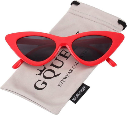 GQUEEN Vintage Katzenauge Sonnenbrille Damen UV400 Cateye 90er Retro